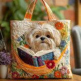 Bolso Artesanal “Shih Tzu con Libro y Flores”